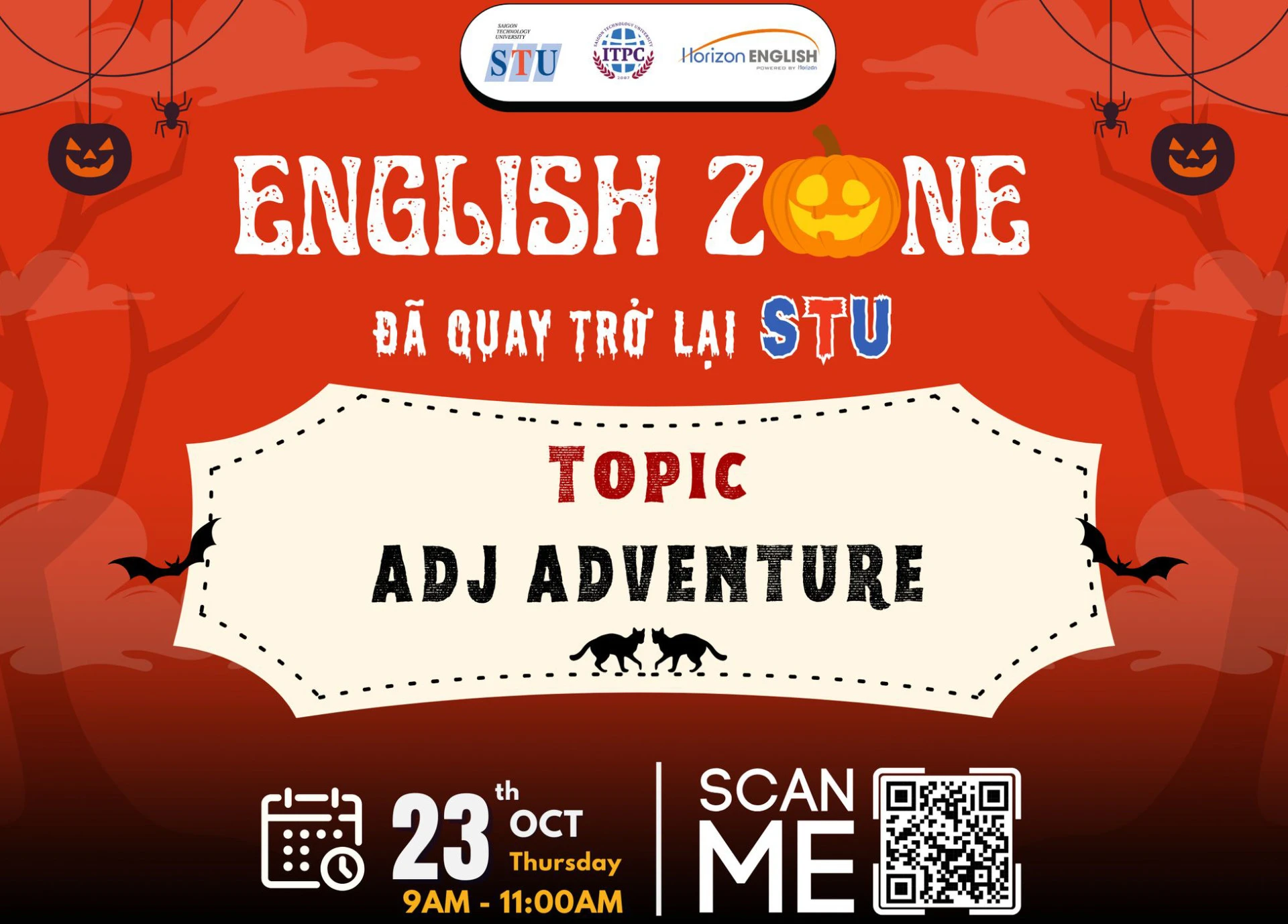 🎃 ENGLISH ZONE THÁNG 10 | ADJ ADVENTURE – HALLOWEEN EDITION! 👻