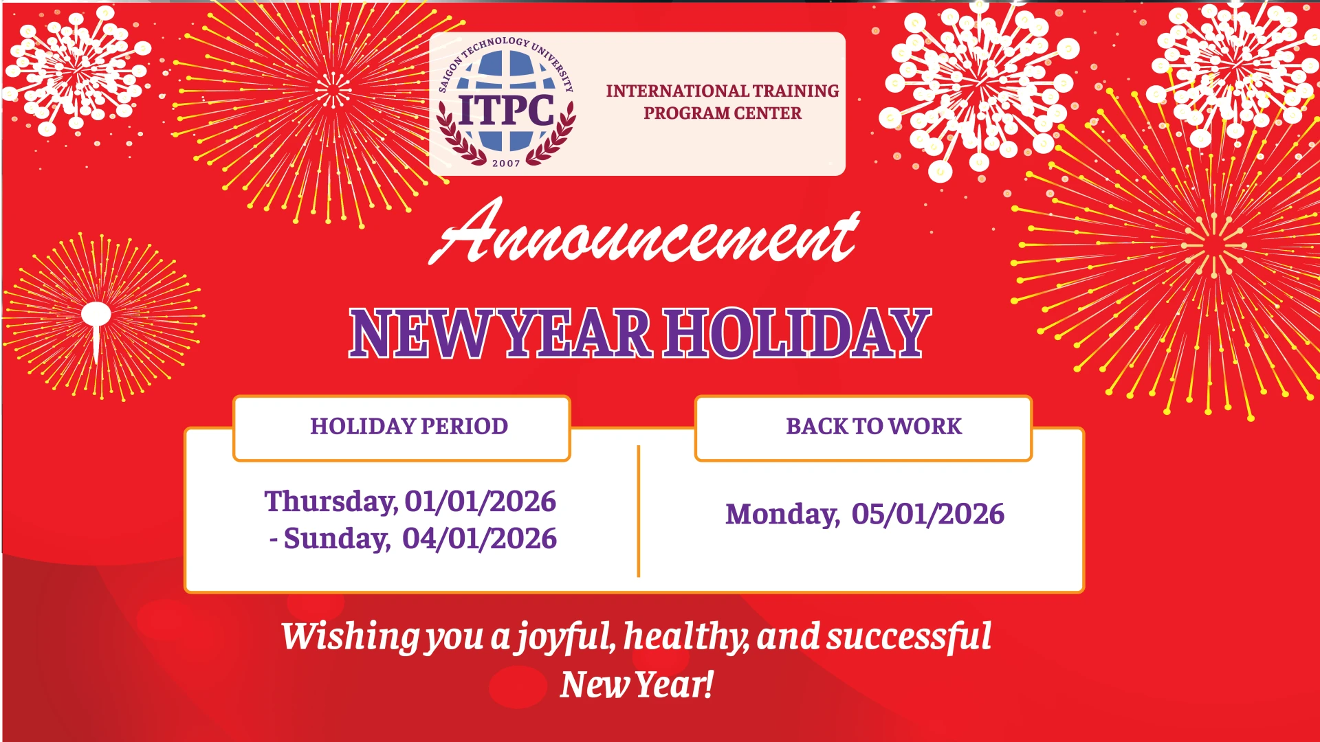 🎉 NEW YEAR HOLIDAY ANNOUNCEMENT 🎉